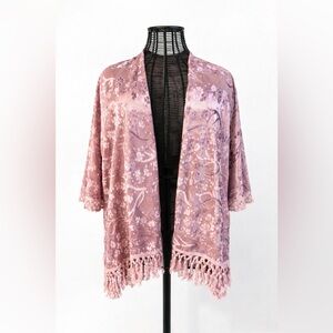 Simply Noelle Mauve Fringe Poncho